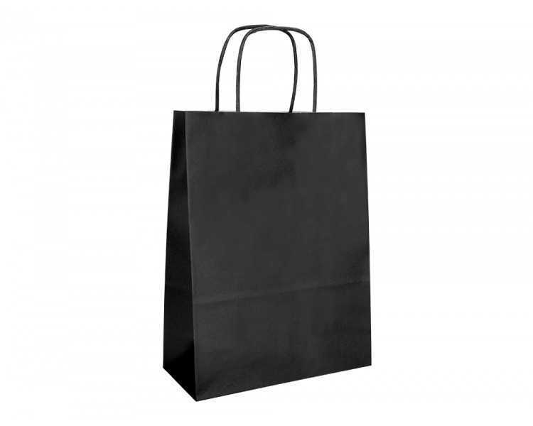 Bolsa papel q-connect celulosa negro l con asa retorcida 320x400x14 mm