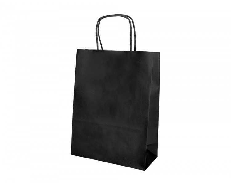 Bolsa papel q-connect celulosa negro l con asa retorcida 320x400x14 mm