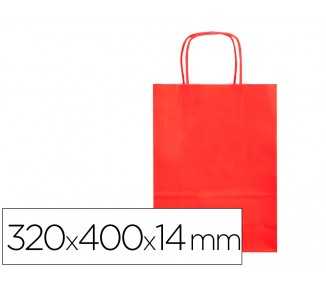 Bolsa papel q-connect celulosa rojo l con asa retorcida 320x400x14 mm