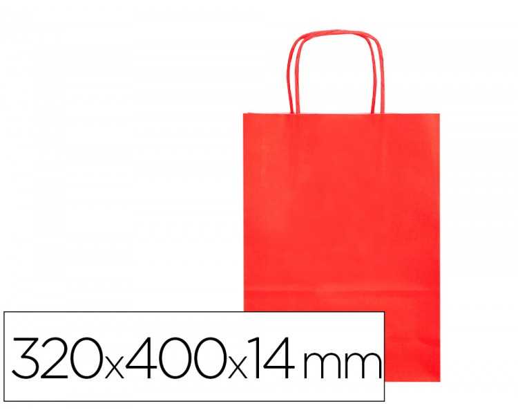 Bolsa papel q-connect celulosa rojo l con asa retorcida 320x400x14 mm