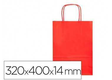 Bolsa papel q-connect celulosa rojo l con asa retorcida 320x400x14 mm