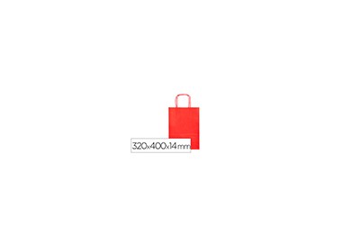 Bolsa papel q-connect celulosa rojo l con asa retorcida 320x400x14 mm