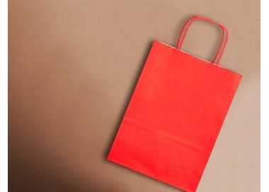 Bolsa papel q-connect celulosa rojo l con asa retorcida 320x400x14 mm