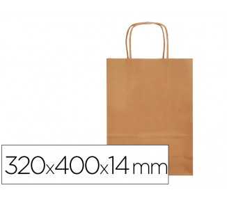 Bolsa papel q-connect celulosa natural liso l con asa retorcida 320x400x14 mm