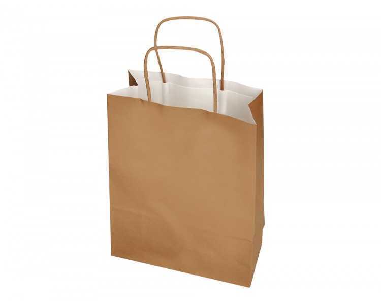 Bolsa papel q-connect celulosa natural liso l con asa retorcida 320x400x14 mm