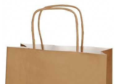 Bolsa papel q-connect celulosa natural liso l con asa retorcida 320x400x14 mm Bolsa papel q-connect celulosa natural liso l con asa retorcida 320x400x14 mm