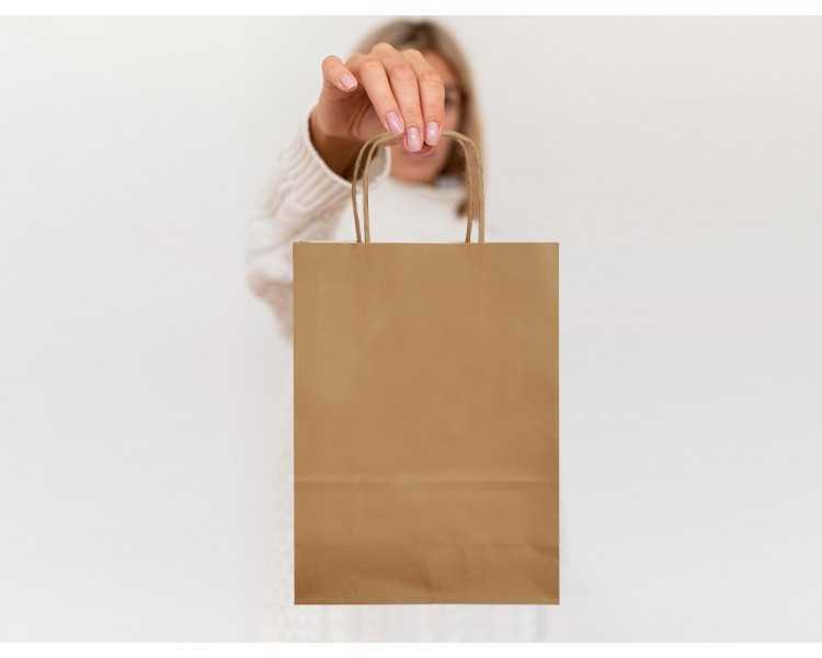 Bolsa papel q-connect celulosa natural liso l con asa retorcida 320x400x14 mm