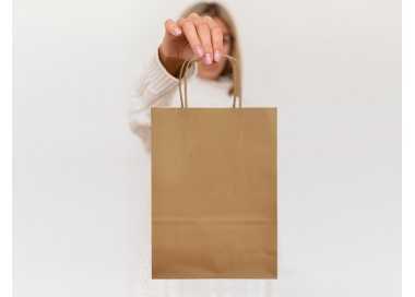 Bolsa papel q-connect celulosa natural liso l con asa retorcida 320x400x14 mm Bolsa papel q-connect celulosa natural liso l con asa retorcida 320x400x14 mm