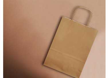 Bolsa papel q-connect celulosa natural liso l con asa retorcida 320x400x14 mm Bolsa papel q-connect celulosa natural liso l con asa retorcida 320x400x14 mm