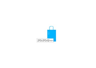 Bolsa papel q-connect celulosa celeste m con asa retorcida 270x370x12 mm