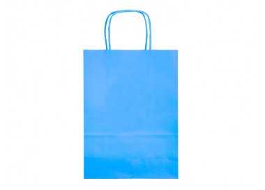 Bolsa papel q-connect celulosa celeste m con asa retorcida 270x370x12 mm