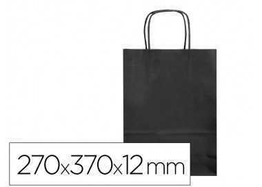 Bolsa papel q-connect celulosa negro m con asa retorcida 270x370x12 mm