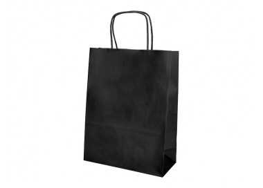 Bolsa papel q-connect celulosa negro m con asa retorcida 270x370x12 mm Bolsa papel q-connect celulosa negro m con asa retorcida 270x370x12 mm