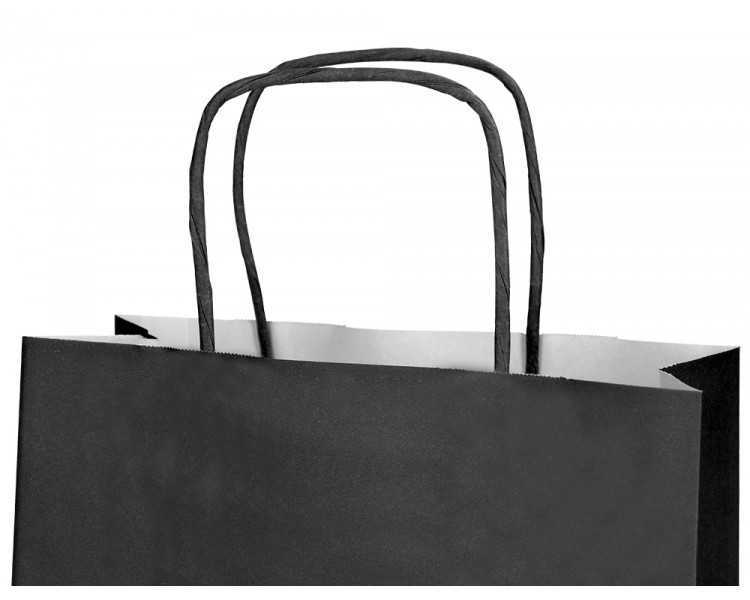 Bolsa papel q-connect celulosa negro m con asa retorcida 270x370x12 mm