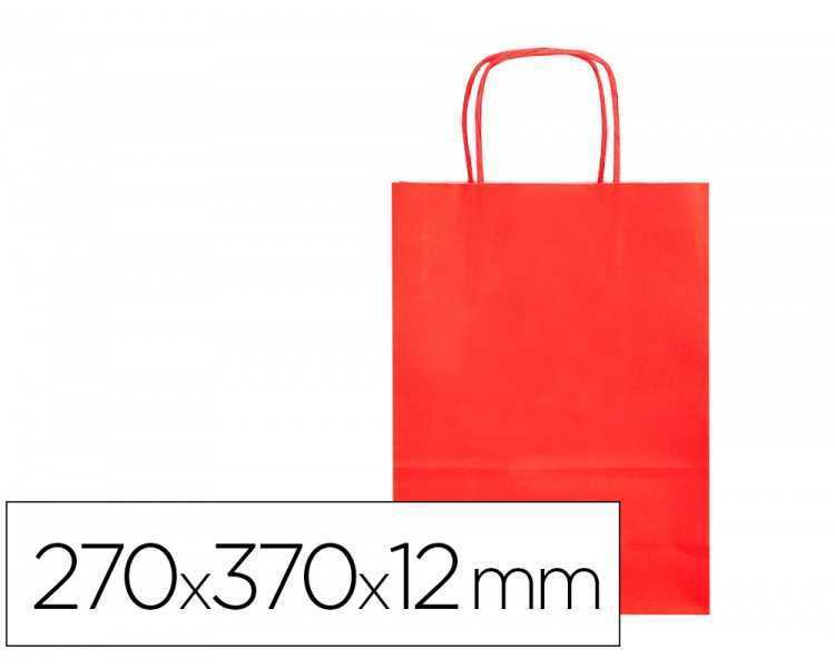 Bolsa papel q-connect celulosa rojo m con asa retorcida 270x370x12 mm