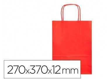 Bolsa papel q-connect celulosa rojo m con asa retorcida 270x370x12 mm