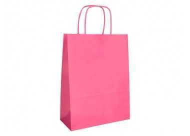 Bolsa papel q-connect celulosa rosa s con asa retorcida 240x320x10 mm Bolsa papel q-connect celulosa rosa s con asa retorcida 240x320x10 mm