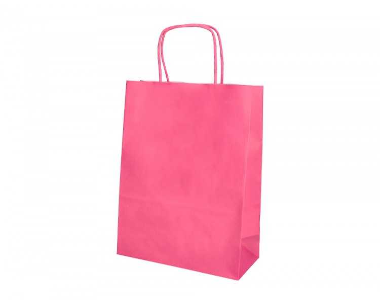 Bolsa papel q-connect celulosa rosa s con asa retorcida 240x320x10 mm