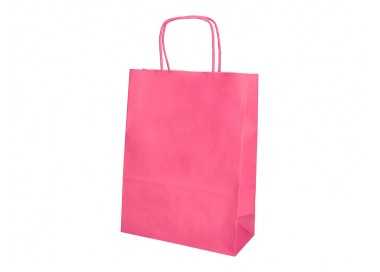 Bolsa papel q-connect celulosa rosa s con asa retorcida 240x320x10 mm Bolsa papel q-connect celulosa rosa s con asa retorcida 240x320x10 mm