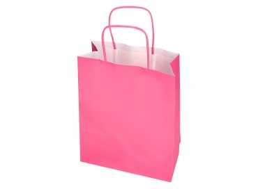 Bolsa papel q-connect celulosa rosa s con asa retorcida 240x320x10 mm Bolsa papel q-connect celulosa rosa s con asa retorcida 240x320x10 mm