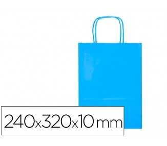 Bolsa papel q-connect celulosa celeste s con asa retorcida 240x320x10 mm