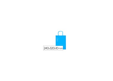 Bolsa papel q-connect celulosa celeste s con asa retorcida 240x320x10 mm Bolsa papel q-connect celulosa celeste s con asa retorcida 240x320x10 mm