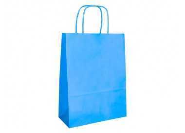 Bolsa papel q-connect celulosa celeste s con asa retorcida 240x320x10 mm Bolsa papel q-connect celulosa celeste s con asa retorcida 240x320x10 mm