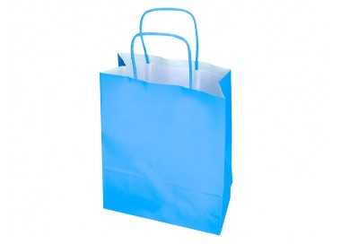 Bolsa papel q-connect celulosa celeste s con asa retorcida 240x320x10 mm Bolsa papel q-connect celulosa celeste s con asa retorcida 240x320x10 mm