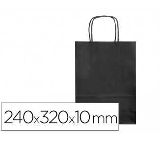 Bolsa papel q-connect celulosa negro s con asa retorcida 240x320x10 mm