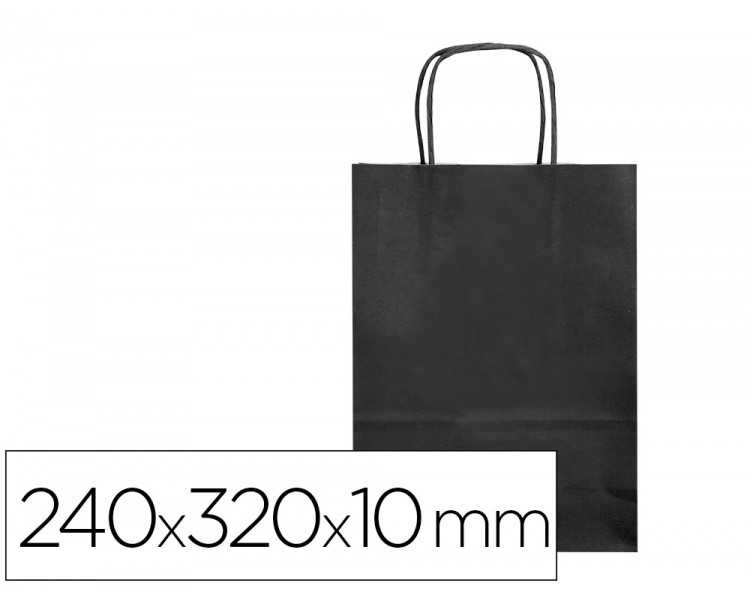 Bolsa papel q-connect celulosa negro s con asa retorcida 240x320x10 mm