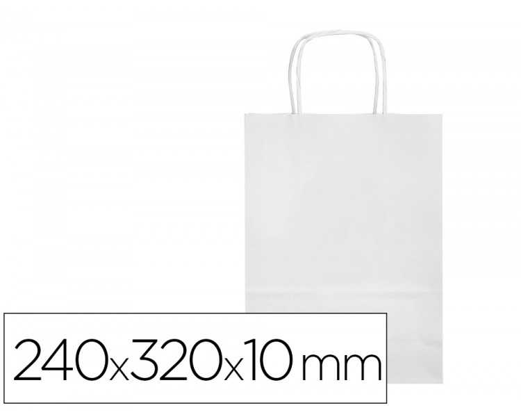 Bolsa papel q-connect celulosa blanco s con asa retorcida 240x320x10 mm