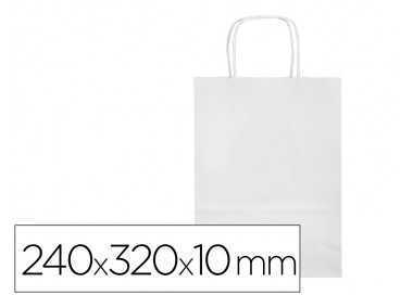 Bolsa papel q-connect celulosa blanco s con asa retorcida 240x320x10 mm