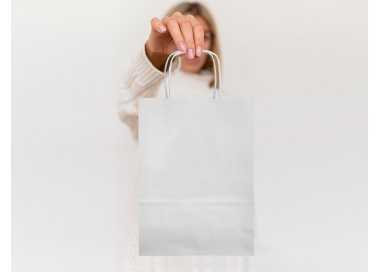 Bolsa papel q-connect celulosa blanco s con asa retorcida 240x320x10 mm