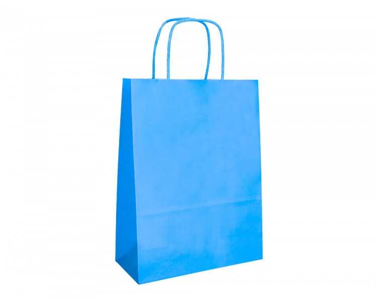 Bolsa papel q-connect celulosa celeste xs con asa retorcida 180x240x80 mm