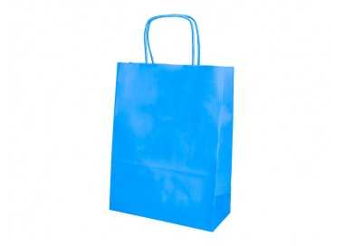 Bolsa papel q-connect celulosa celeste xs con asa retorcida 180x240x80 mm Bolsa papel q-connect celulosa celeste xs con asa retorcida 180x240x80 mm