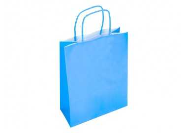 Bolsa papel q-connect celulosa celeste xs con asa retorcida 180x240x80 mm Bolsa papel q-connect celulosa celeste xs con asa retorcida 180x240x80 mm