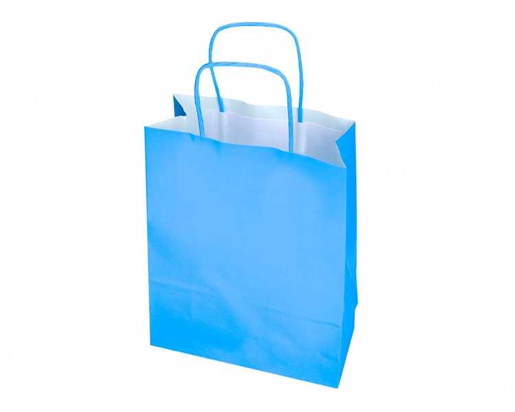 Bolsa papel q-connect celulosa celeste xs con asa retorcida 180x240x80 mm