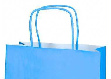 Bolsa papel q-connect celulosa celeste xs con asa retorcida 180x240x80 mm Bolsa papel q-connect celulosa celeste xs con asa retorcida 180x240x80 mm