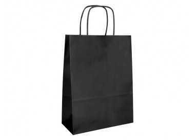 Bolsa papel q-connect celulosa negro xs con asa retorcida 180x240x80 mm Bolsa papel q-connect celulosa negro xs con asa retorcida 180x240x80 mm