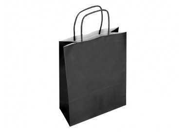 Bolsa papel q-connect celulosa negro xs con asa retorcida 180x240x80 mm Bolsa papel q-connect celulosa negro xs con asa retorcida 180x240x80 mm
