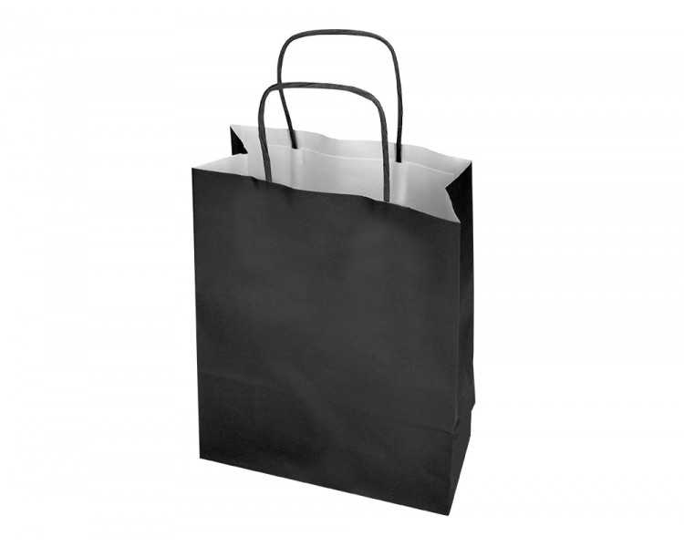 Bolsa papel q-connect celulosa negro xs con asa retorcida 180x240x80 mm