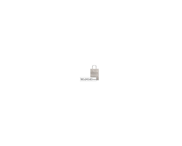 Bolsa papel q-connect kraft plata xs con asa retorcida 180x240x80 mm