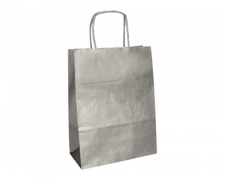 Bolsa papel q-connect kraft plata xs con asa retorcida 180x240x80 mm