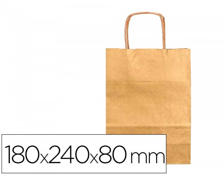 Bolsa papel q-connect kraft oro xs con asa retorcida 180x240x80 mm