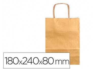 Bolsa papel q-connect kraft oro xs con asa retorcida 180x240x80 mm