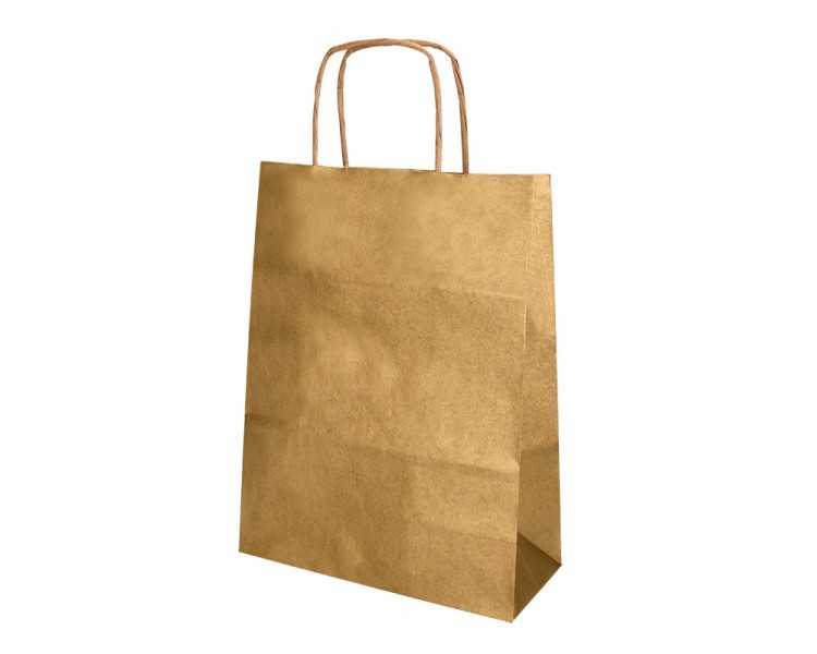 Bolsa papel q-connect kraft oro xs con asa retorcida 180x240x80 mm