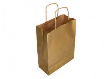 Bolsa papel q-connect kraft oro xs con asa retorcida 180x240x80 mm