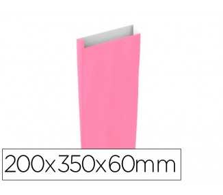 Sobre papel basika celulosa rosa con fuelle m 200x350x60 mm paquete de 25 unidades