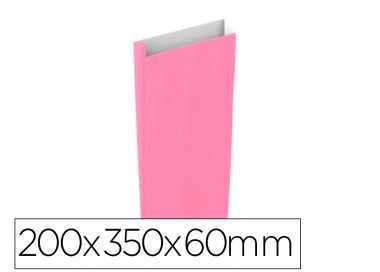 Sobre papel basika celulosa rosa con fuelle m 200x350x60 mm paquete de 25 unidades