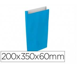 Sobre papel basika celulosa celeste con fuelle m 200x350x60 mm paquete de 25 unidades